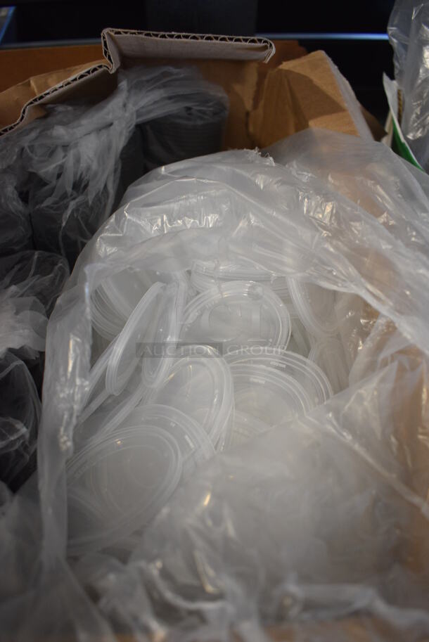 Box of Black Plastic Container Bases and Clear Lids - Image 2 of 3