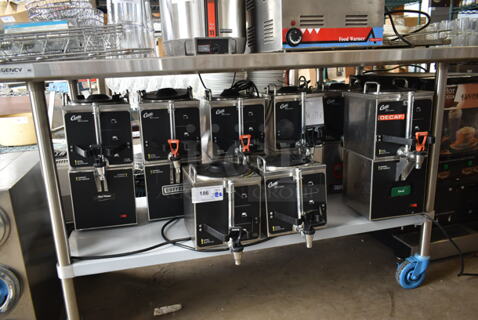 6 Curtis Stainless Steel Commercial Satellite Servers on Stands w/ 2 Extra Satellites. 6 Times Your Bid!