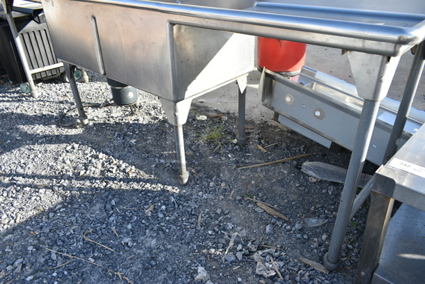 Stainless Steel Commercial 2 Bay Sink w/ Garbage Disposal, Dual Drain Boards, 2 Faucets and 2 Handles.  - Image 2 of 8