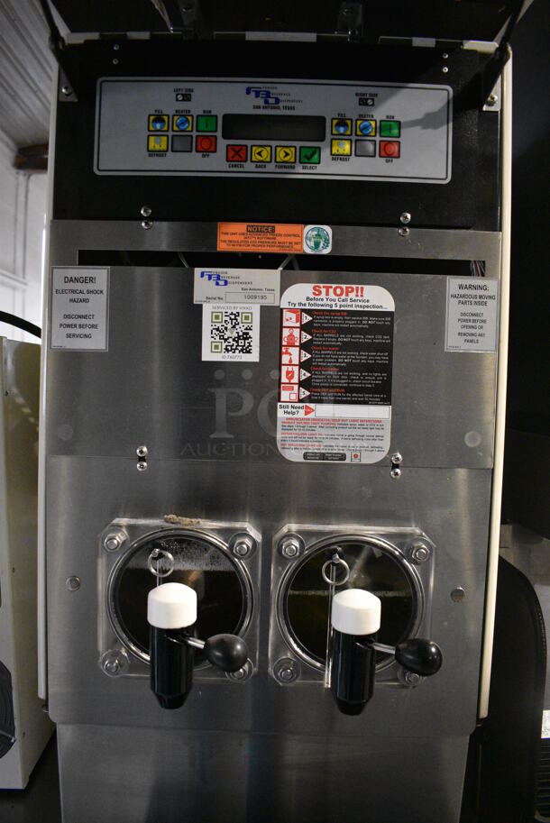 FBD Model FBD562 RC Stainless Steel Commercial Countertop 2 Flavor Slushie Machine on Stainless Steel Soda Station w/ 5 Cup Dispensers and 2 Doors. 215-245 Volts, 1 Phase. 36x42x77 - Image 8 of 11