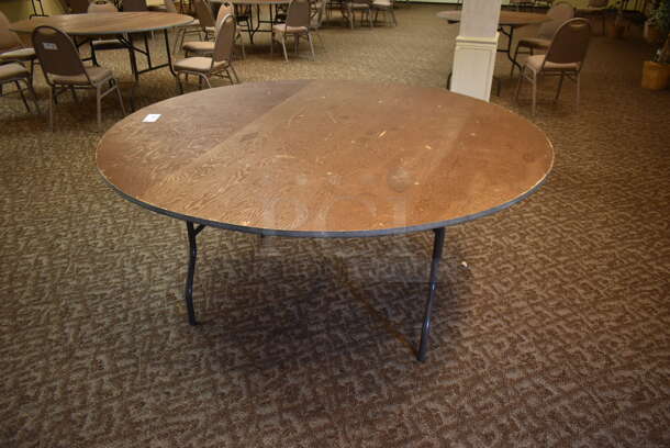 9 Wood Pattern Round Folding Tables. 9 Times Your Bid! BUYER MUST REMOVE. (ballroom #2) - Image 2 of 10