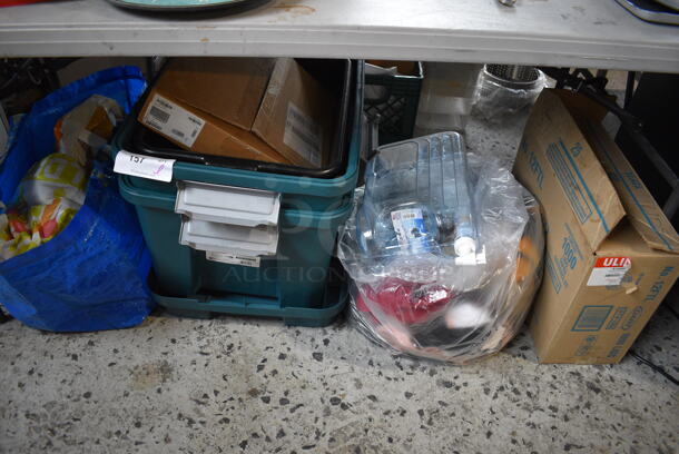 ALL ONE MONEY! Lot of Various Items Including Poly Buckets, Plastic Lids and Bags