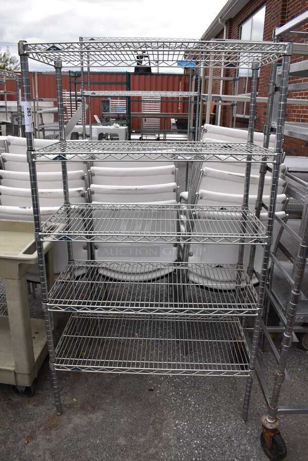Metro Chrome Finish 5 Tier Wire Shelving Unit. BUYER MUST DISMANTLE. PCI CANNOT DISMANTLE FOR SHIPPING. PLEASE CONSIDER FREIGHT CHARGES. 36x18x63 - Image 1 of 3