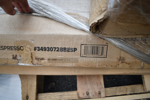 BRAND NEW SCRATCH AND DENT! Lancaster Table & Seating 3493072BBESP  30" x 72" Wood Butcher Block Table Top with Espresso Finish. May Be Missing Pieces.  - Image 3 of 3