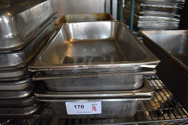 18 Stainless Steel Full Size Drop In Bins. 1/1x4. 18 Times Your Bid!