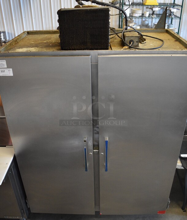 Stainless Steel Commercial 2 Door Reach In Cooler. 54x34x81. Tested and Working!