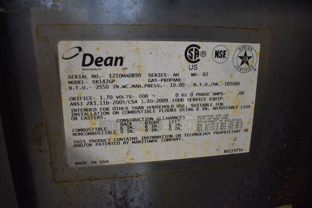 2012 Dean Model SR142GP Stainless Steel Commercial Floor Style Propane Gas Powered Deep Fat Fryer. 105,000 BTU. 15.5x29x39 - Image 5 of 5