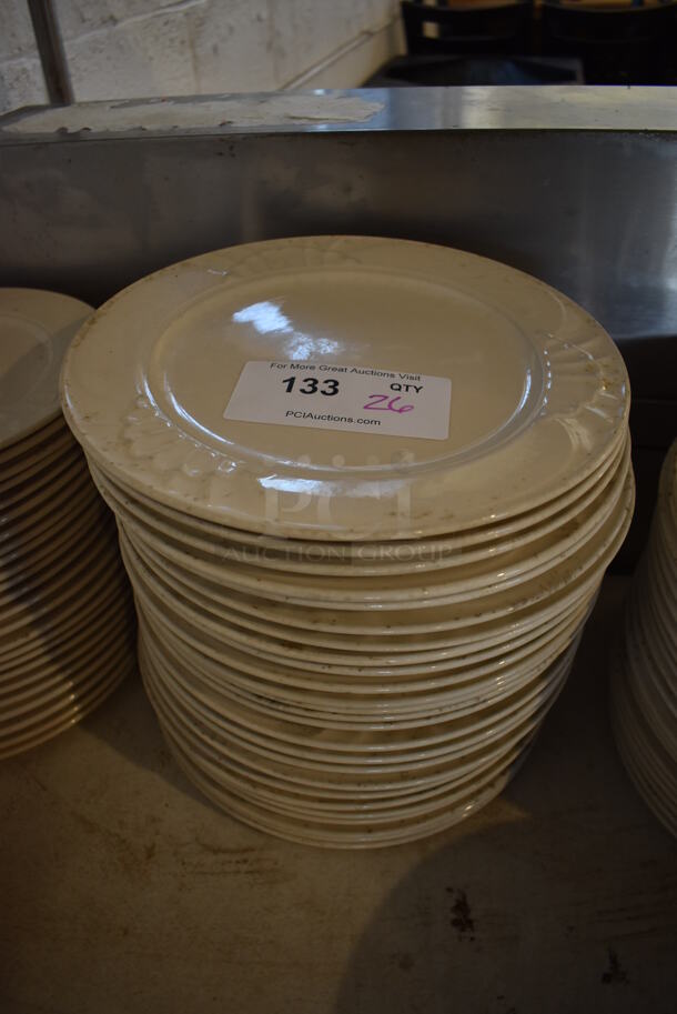 26 White Ceramic Plates. 11x11x1. 26 Times Your Bid! 