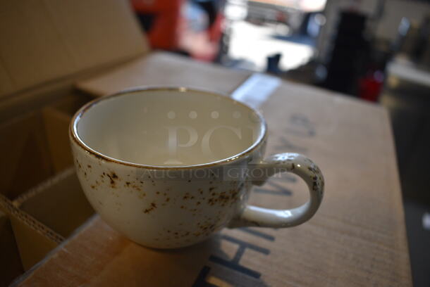 36 BRAND NEW IN BOX! White Ceramic Mugs w/ Brown Specks. 5x3.5x2.5. 36 Times Your Bid! - Image 2 of 3