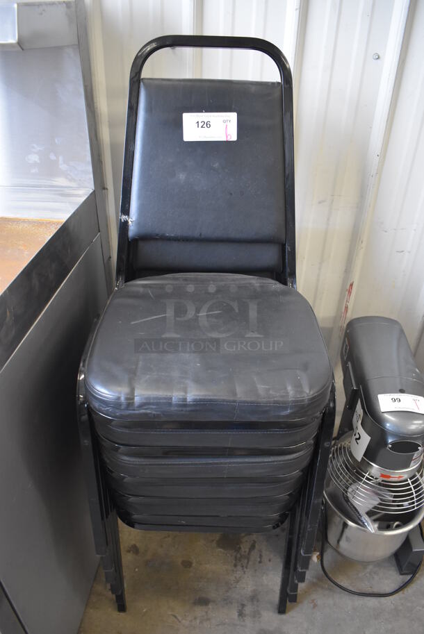 6 Black Stackable Banquet Chairs. 17x20x33. 6 Times Your Bid! - Image 1 of 3