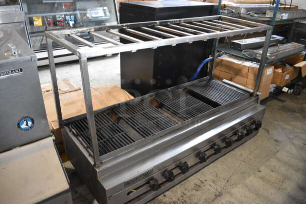 American Range Stainless Steel Commercial Gas Powered Charbroiler Grill w/ Over Shelf. 60x28x40 - Image 6 of 7