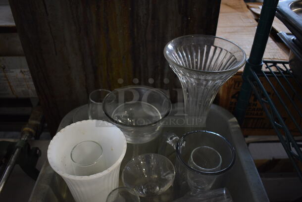 ALL ONE MONEY! Lot of Various Glasses in Poly Bus Bin and Glass Casserole Dishes - Image 3 of 5