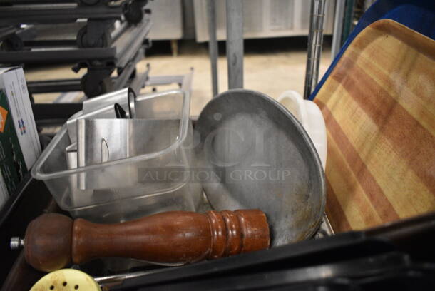 ALL ONE MONEY! Lot of Various Items Including Trays and Seasoning Shaker In Brown Bus Bin! - Image 4 of 4