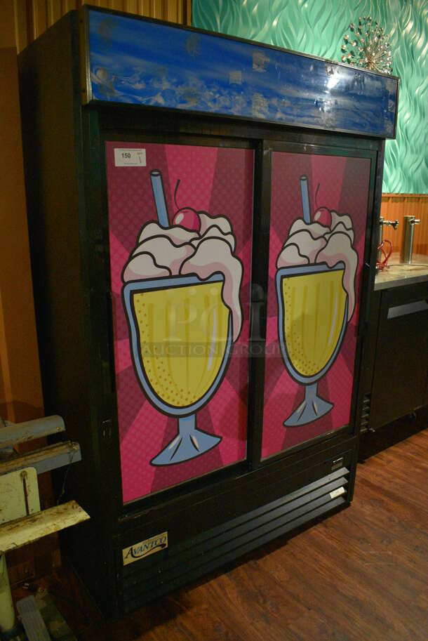 Avantco G1.2YBM2F Metal Commercial 2 Door Reach In Cooler Merchandiser. 115 Volts, 1 Phase. 53x31x79. Item Was in Working Condition on Last Day of Business. (bar) - Image 1 of 5