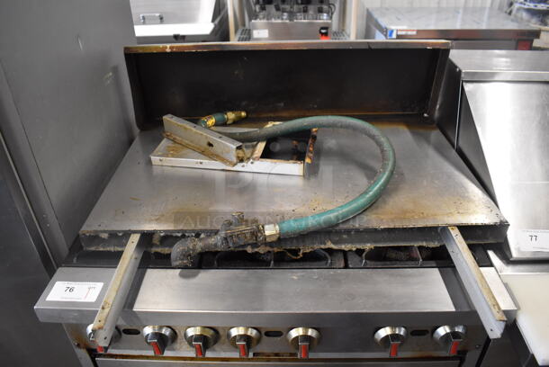 CPG Stainless Steel Commercial Natural Gas Powered 6 Burner Range w/ Oven, Over Shelf and Back Splash. 36x30x51 - Image 4 of 5