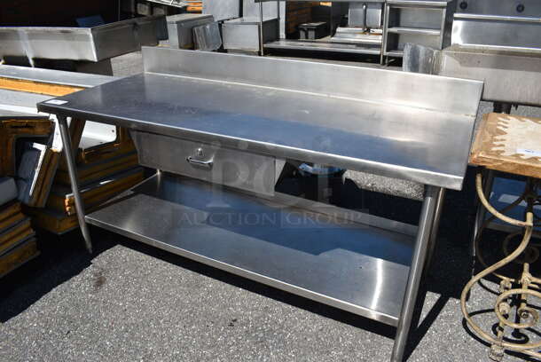 Stainless Steel Commercial Table w/ Back Splash, Drawer and Under Shelf. 72x30x38 - Image 2 of 4