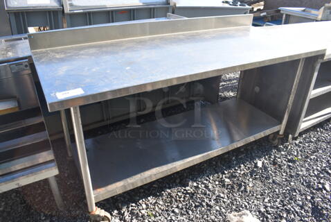 Stainless Steel Table w/ Under Shelf and Back Splash on Commercial Casters. 72x30x40