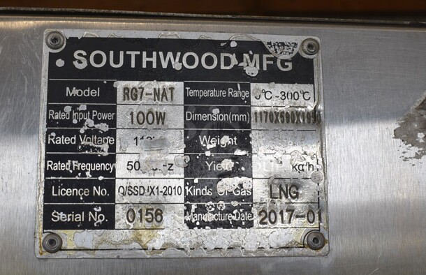 Southwood Model RG7-NAT Stainless Steel Commercial Floor Style Natural Gas Powered 7 Spit Rotisserie Oven on Commercial Casters. 48x22x76 - Image 5 of 8
