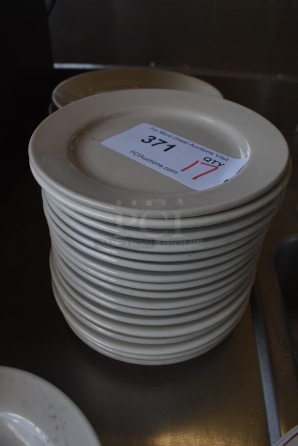 17 White Ceramic Plates. 7x7x1. 17 Times Your Bid!