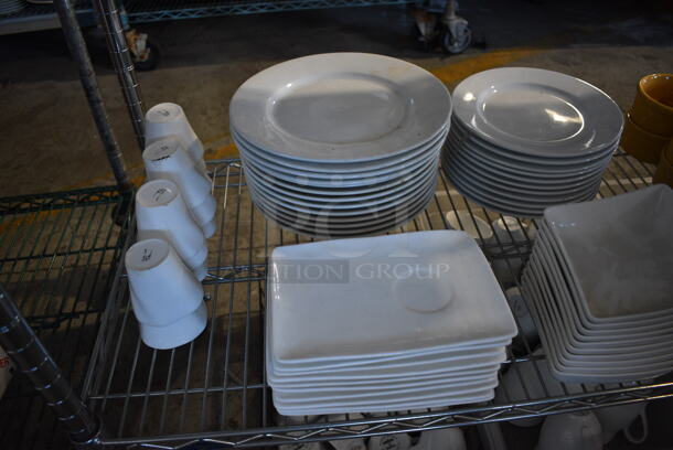 ALL ONE MONEY! Metro Lot of 4 Tiers of Various Items Including Saucers, Plates, Bowls, Mugs, Poly Bins, Wooden Trays. Does Not Include Metro Shelving Unit - Image 4 of 12
