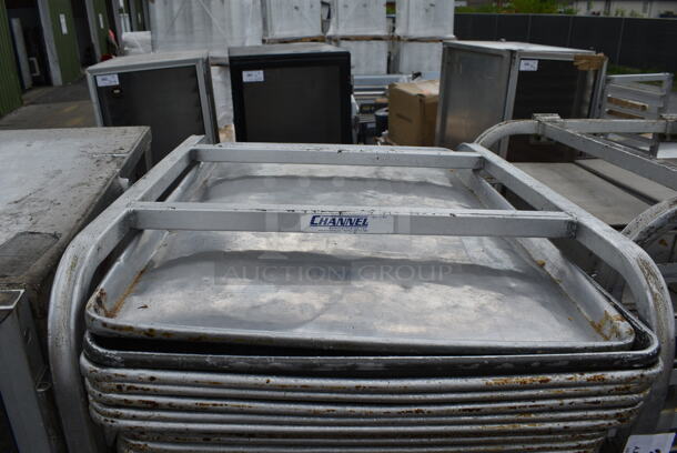Metal Commercial Pan Transport Rack on Commercial Casters w/ 68 Metal Pans - Image 5 of 6