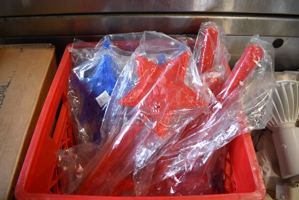 ALL ONE MONEY! Lot of Red and Blue Poly Star Wands! 