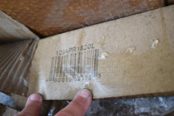 2 BRAND NEW SCRATCH AND DENT! Items Including Regency 109APR1820L 20 Pan End Load Bun / Sheet Pan Rack with Non-Marking Casters - Unassembled and Stainless Steel Table; Stock Picture Used. 2 Times Your Bid! May Be Missing Pieces.  - Image 3 of 3