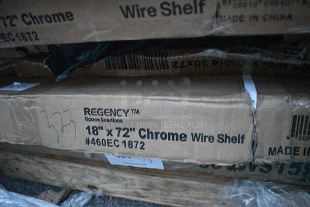 3 BRAND NEW SCRATCH AND DENT! Regency 460EC1872 18" x 72" NSF Chrome Wire Shelf. 3 Times Your Bid! May Be Missing Pieces.  - Image 4 of 5