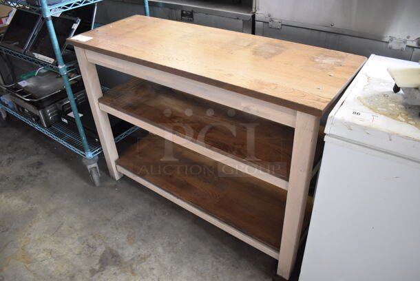 Wooden Counter w/ 2 Under Shelves. 46x17x33.5 - Image 2 of 5