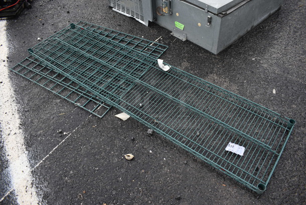 ALL ONE MONEY! Lot of Green Finish Metro Shelf and 2 Green Racks! Includes 72x18x1.5