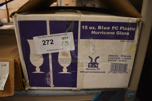 ALL ONE MONEY! Lot of 13 Blue Poly Hurricane Beverage Glasses! 3x3x8 - Image 3 of 3