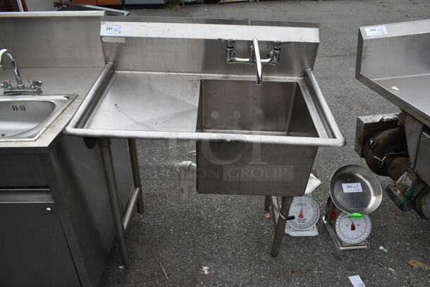 Stainless Steel Commercial Single Bay Sink w/ Left Side Drain Board, Faucet and Handles. Bay 18x18x. Drain Board 16x20 - Image 1 of 5