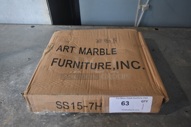 BRAND NEW IN BOX! Art Marble Furniture SS15-7H 7" Round Polished Stainless Steel Floor Mount Bar Height Table Base. Stock Picture Used As Gallery. - Image 2 of 3