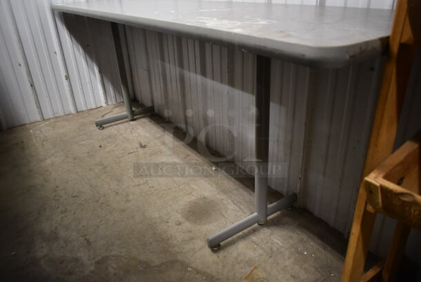 Dining Table on 2 Metal Table Legs. - Image 3 of 3