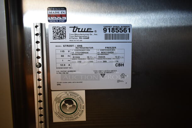 2017 True STR2DT-4HS Stainless Steel Commercial 4 Half Size Reach In Dual Temperature Cooler and Freezer w/ Poly Coated Racks on Commercial Casters. 115 Volts, 1 Phase. Tested and Freezer Side is Working and Cooler Side Needs Refrigerant To Work - Image 5 of 12