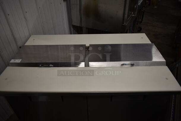 2017 True TSSU-60-16-DS-ST Stainless Steel Commercial Dual Side Prep Table Bain Marie w/ 2 Cutting Boards on Commercial Casters. 115 Volts, 1 Phase. Tested and Working! - Image 2 of 11