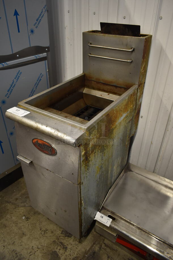 Avantco FF300-N Stainless Steel Commercial Floor Style Natural Gas Powered Deep Fat Fryer.  - Image 2 of 8