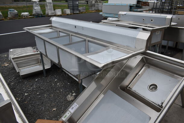 BRAND NEW SCRATCH AND DENT! Steelton 522CS31818LR Stainless Steel Commercial 3 Bay Sink w/ Dual Drain Boards.  - Image 6 of 6