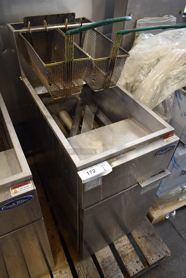 Cook Rite ATFS-40 Stainless Steel Commercial Floor Style Natural Gas Powered Deep Fat Fryer w/ 2 Metal Fry Baskets. 102,000 BTU. - Image 2 of 8