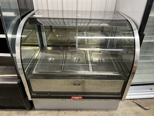 Marc Metal Commercial Floor Style Warming Display Case Merchandiser. 48.5x34x49. Tested and Powers On But Does Not Get Warm