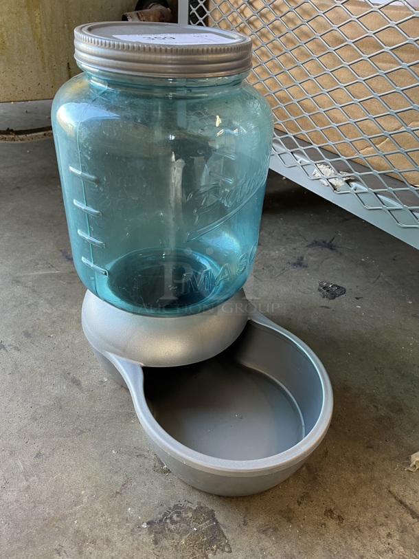 Blue and Gray Poly Dog Water Bowl w/ Jug. 9x16x16 - Image 2 of 4