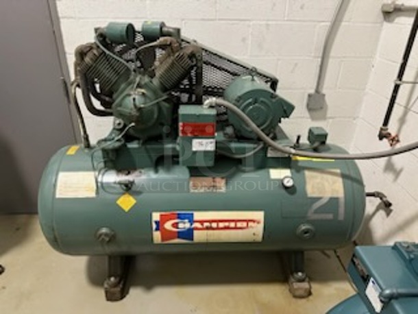 Champion HR7-12 Metal Commercial Floor Style 7.5 HP 120gal Horizontal Tank Simplex Air Compressor. BUYER MUST REMOVE. - Image 1 of 9