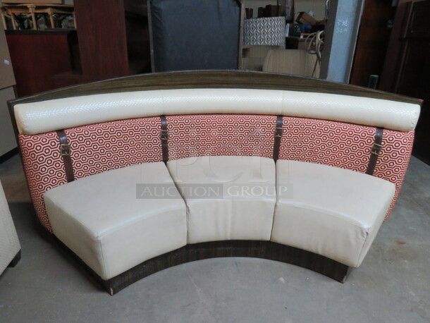 One AWESOME Curved Booth With Beige Cushioned Seat And Back. 92X30X40 - Image 2 of 2