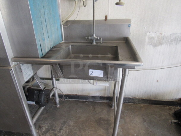 One Dirty Side Dish Table With Sink And Hose Sprayer. 36X30X46