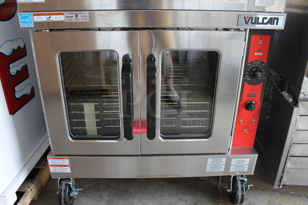 2 BRAND NEW SCRATCH AND DENT! Vulcan VC5ED ENERGY STAR Stainless Steel Commercial Electric Powered Full Size Convection Oven w/ View Through Doors, Metal Oven Racks and Thermostatic Controls on Commercial Casters. 240 Volts, 3/1 Phase. 2 Times Your Bid! - Image 3 of 9