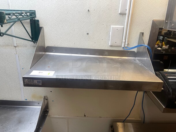 Clean! GSW WS-W1424 Solid Wall Shelf, Stainless Steel, 12 inch x 24 inch NSF  - Image 1 of 4