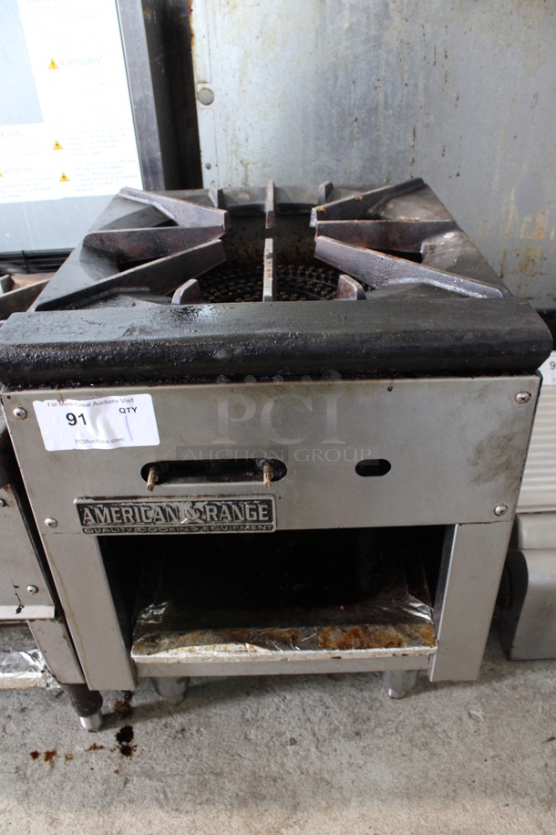 American Range Stainless Steel Commercial Natural Gas Powered Single Burner Stock Pot Range. 18x21x24