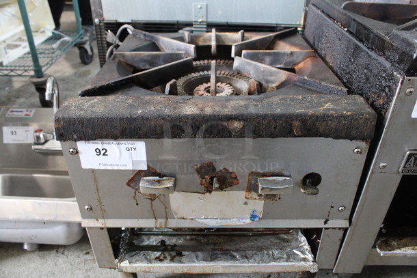 Stainless Steel Commercial Natural Gas Powered Single Burner Stock Pot Range. 18x21x19