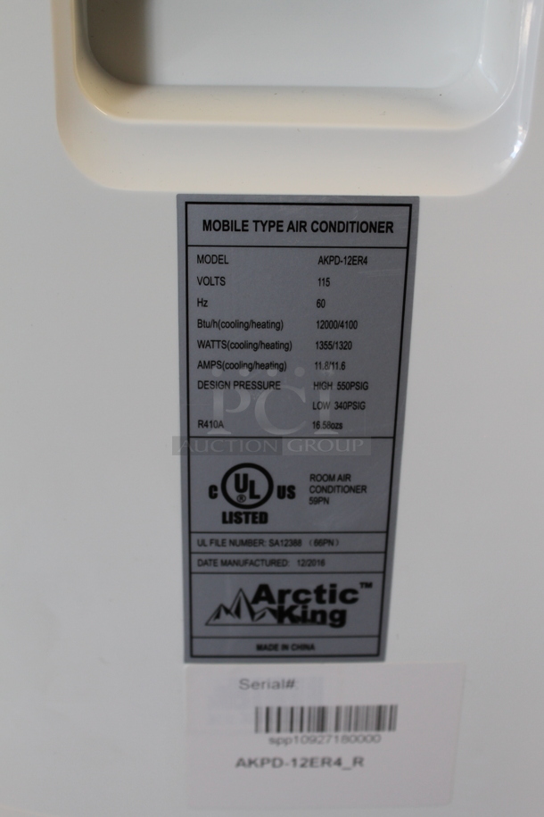 BRAND NEW SCRATCH AND DENT! Arctic King AKPD-12ER4 12,000 BTU 115 Volt Portable Air Conditioner With Heat. 115 Volts, 1 Phase. Tested and Working! - Image 4 of 5