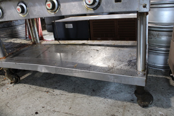 Vulcan Stainless Steel Commercial Natural Gas Powered Flat Top Griddle w/ Metal Under Shelf on Commercial Casters. 48x30x46 - Image 5 of 5